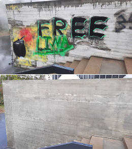 Graffitientfernung durch Sandstrahlung: Schule-Bensheim